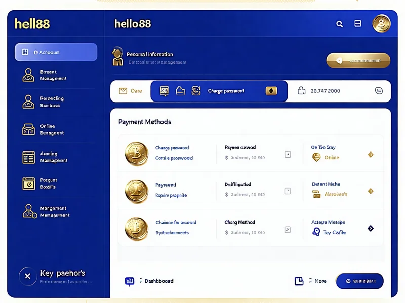 Giao diện quản lý cài đặt tài khoản Hello88