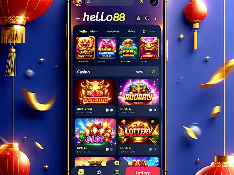 Giao diện tổng quan các tính năng và trò chơi đa dạng trong ứng dụng Hello88