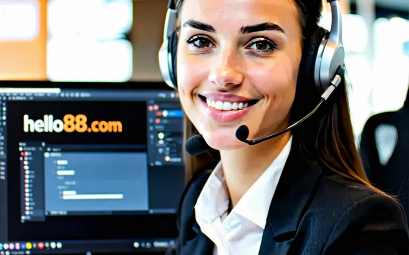 Hình ảnh nhân viên hỗ trợ khách hàng hello88 sẵn sàng giúp đỡ với các vấn đề tài khoản