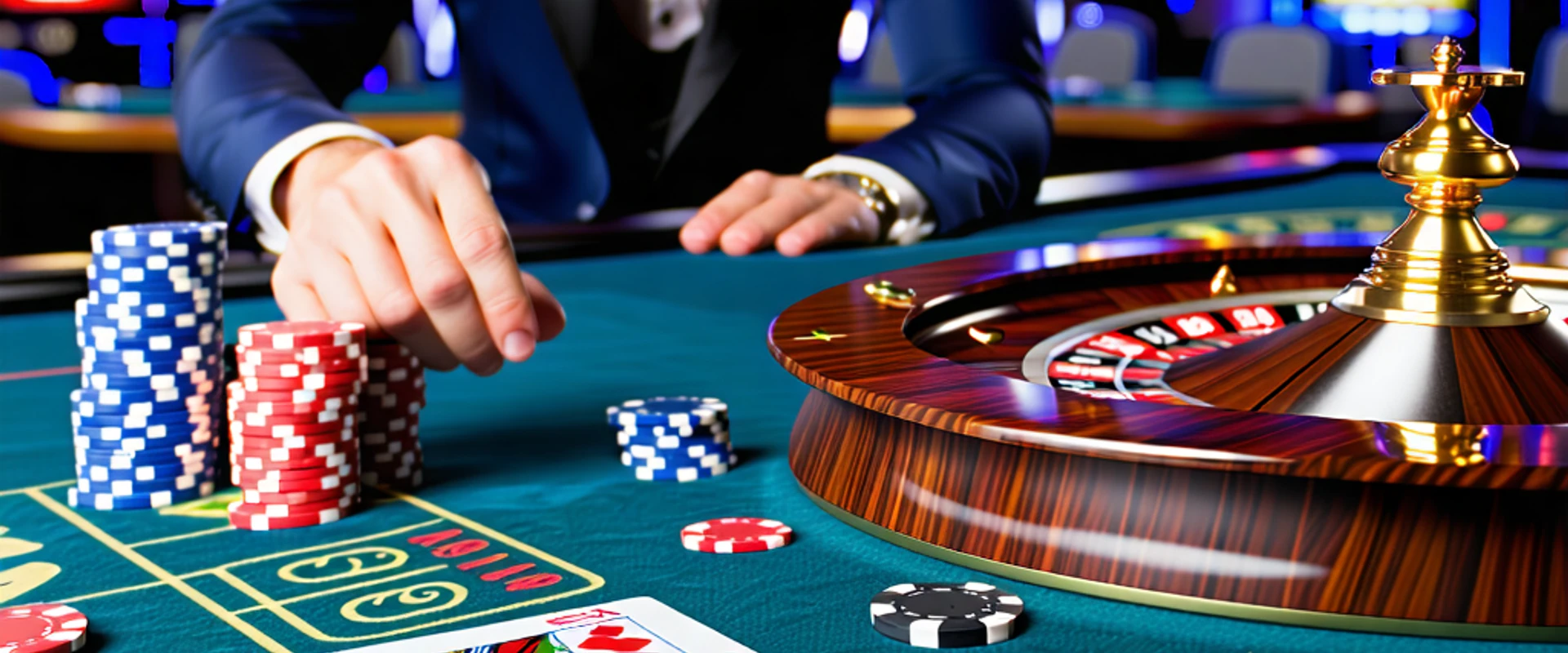 Hình ảnh sòng bạc trực tuyến hello88 với người chia bài và bàn chơi