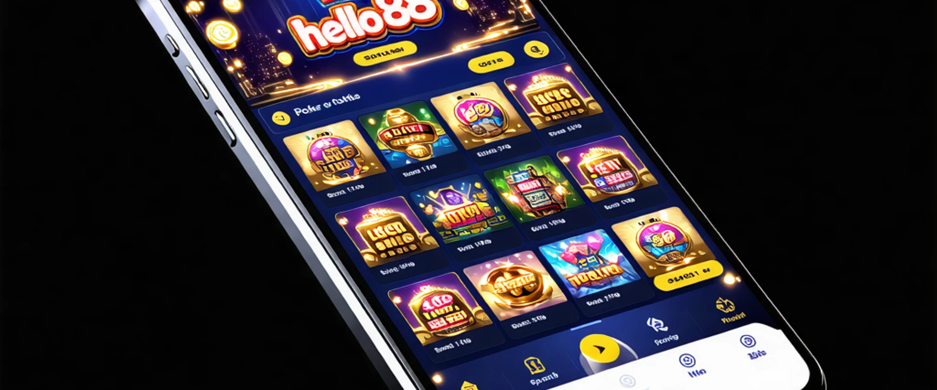 Giao diện ứng dụng Hello88 trên điện thoại, sẵn sàng để tải xuống và trải nghiệm giải trí