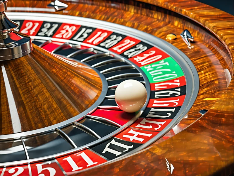 Cận cảnh bánh xe Roulette và quả bóng đang rơi vào một ô số