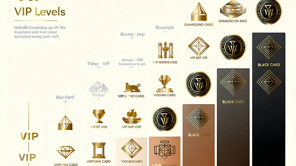 Minh họa các cấp độ VIP của hello88, helo88